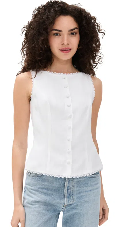 Reformation Amela Linen Top White