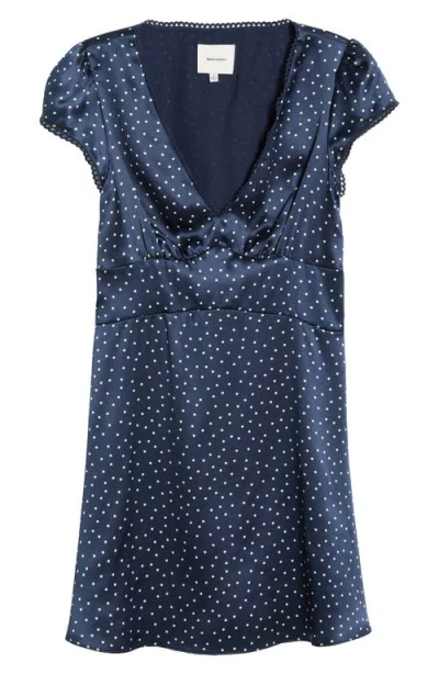 Reformation Amelia Dot Print Silk Dress In Blue