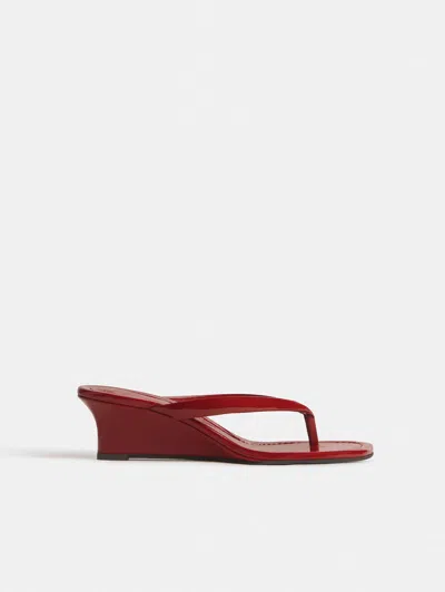 Reformation Amelia Thong Wedge Sandal Red 10.5 In Multi