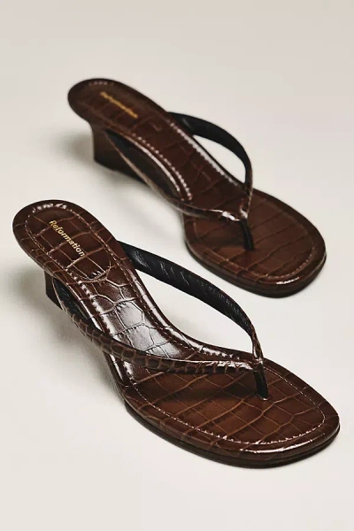 Reformation Amelia Thong Wedges In Brown