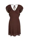 Reformation Ami Crepe Mini Dress In Brown