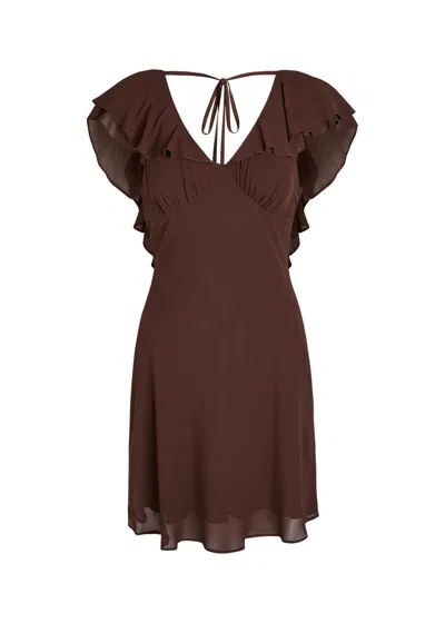 Reformation Ami Crepe Mini Dress In Brown