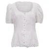 Reformation Anabella Buttoned Lace-trimmed Blouse In White Linen In White