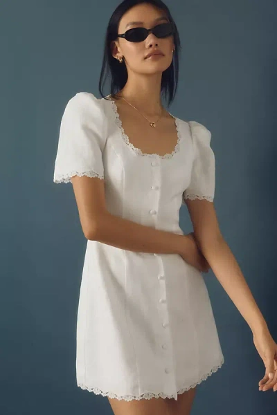 Reformation Anabella Linen Mini Dress In White