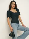 Reformation Anabella Linen Top In Black