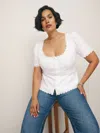 Reformation Anabella Linen Top Es In White