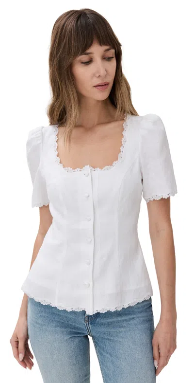 REFORMATION ANABELLA LINEN TOP WHITE