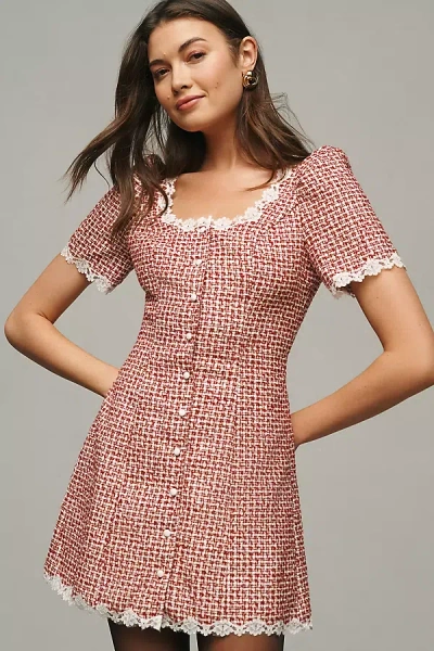 Reformation Anabella Short-sleeve Mini Dress In Red