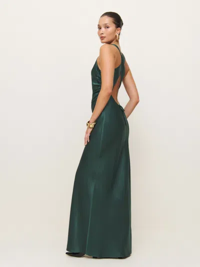 Reformation Anaiis Silk Dress In Forest