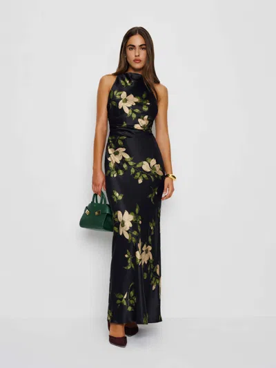 Reformation Anaiis Silk Dress In Green