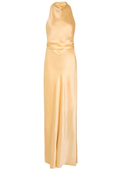 Reformation Anaiis Silk Maxi Dress In Brown