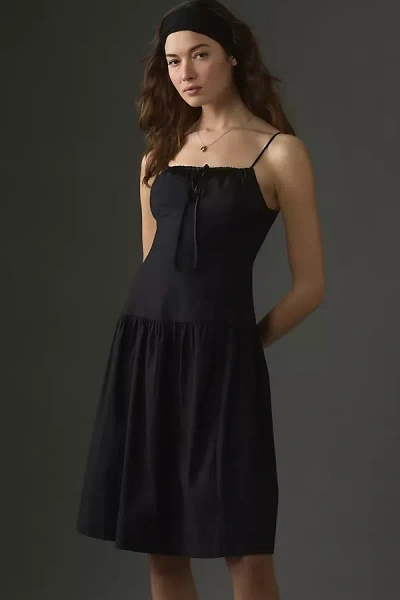 Reformation Analise Sleeveless Square-neck Mini Dress In Black