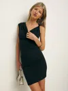 Reformation Anastasia Cowl Neck Sleeveless Minidress In Black