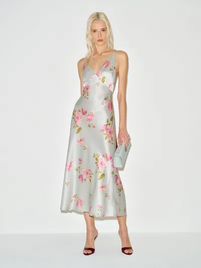 Reformation Robe En Soie Anaya Bleu L In Blue