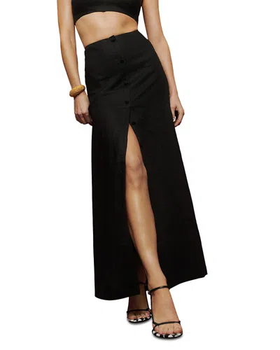 Reformation Andi Linen Maxi Skirt In Black