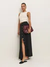 Reformation Andi Low Rise Maxi Skirt In Pitch Black