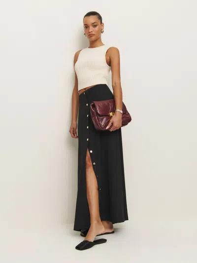 Reformation Andi Low Rise Maxi Skirt In Pitch Black