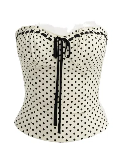 Reformation Andrea Polka Dot Tie Top In Neutral