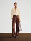 Reformation Andy Oversized Shirt Champagne Xs In Brown