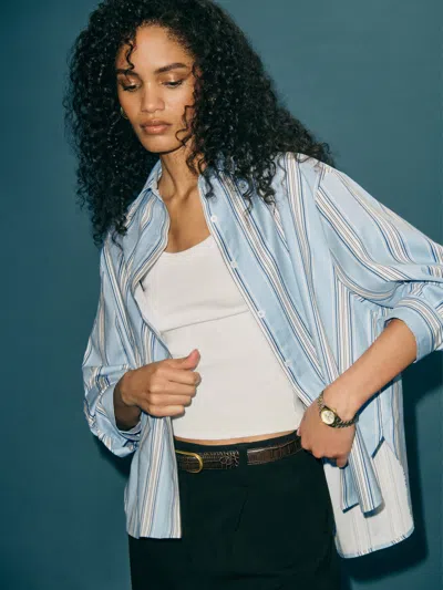Reformation Andy Oversized Shirt In Corsica Stripe