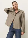 Reformation Andy Oversized Shirt In Taupe Stripe