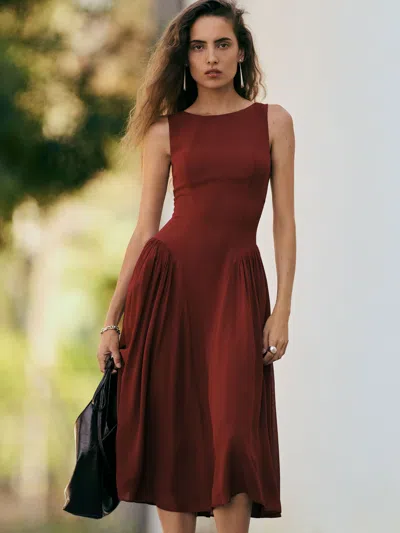 Reformation Anelis Dress In Burgundy