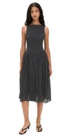 Reformation Womens Caviar Dot Anelis Woven Midi Dress In Black