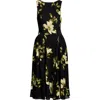 Reformation Anelis Floral Drop Waist Midi Dress In Black