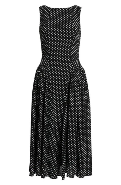 Reformation Womens Caviar Dot Anelis Woven Midi Dress In Black