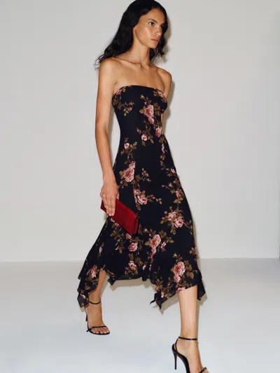 Reformation Angeles Dress Black 0 In Multi