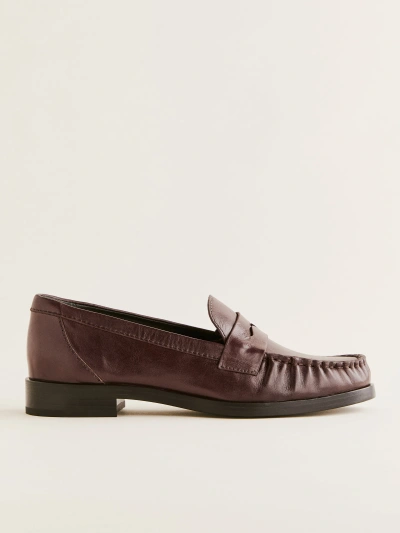 Reformation Ani Ruched Loafer In Espresso Leather