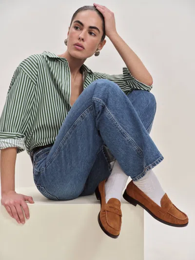 Reformation Ani Ruched Loafer In Rum Suede