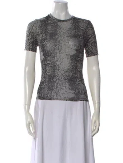 Pre-owned Reformation Animal Print Crew Neck T-shirt In Gray