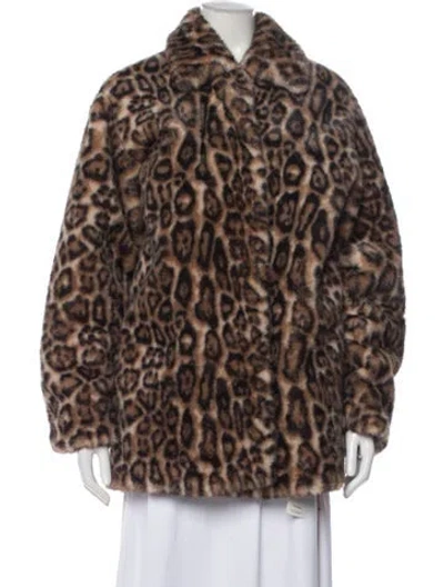 Pre-owned Reformation Animal Print Faux Fur Jacket W/ Tags In Brown