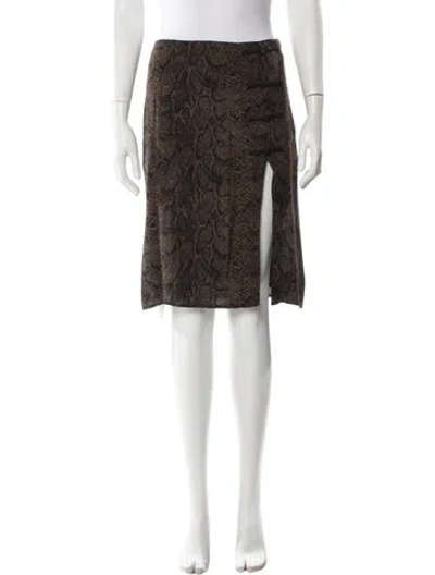 Pre-owned Reformation Animal Print Knee-length Skirt In Brown