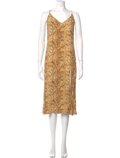 Pre-owned Reformation Animal Print Midi Length Dress In Neutral