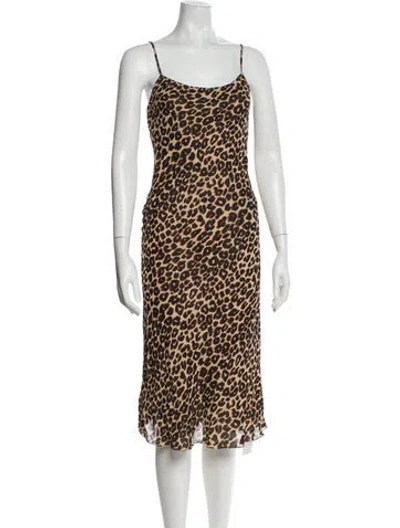 Pre-owned Reformation Animal Print Midi Length Dress In Neutral