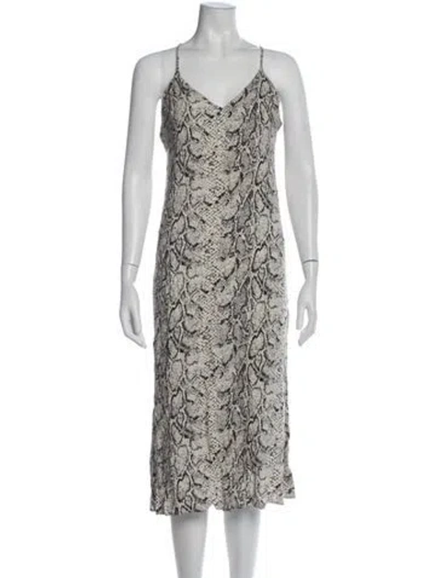 Pre-owned Reformation Animal Print Midi Length Dress In Neutral