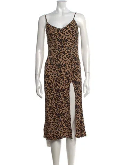 Pre-owned Reformation Animal Print Midi Length Dress In Neutrals