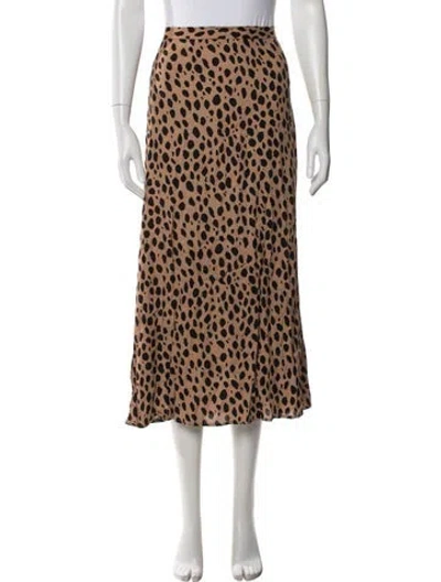 Pre-owned Reformation Animal Print Midi Length Skirt In Black/neutrals