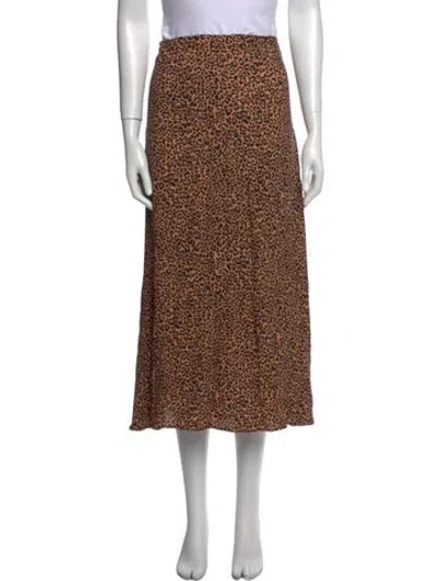 Pre-owned Reformation Animal Print Midi Length Skirt In Brown