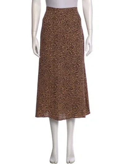 Pre-owned Reformation Animal Print Midi Length Skirt In Brown
