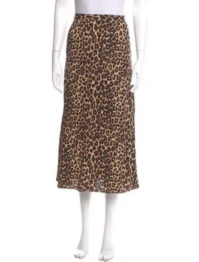 Pre-owned Reformation Animal Print Midi Length Skirt In Brown