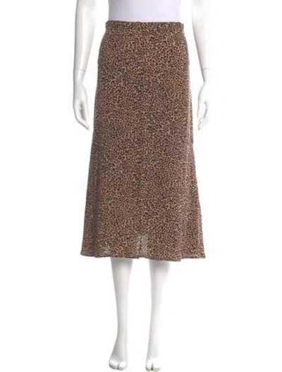 Pre-owned Reformation Animal Print Midi Length Skirt In Brown