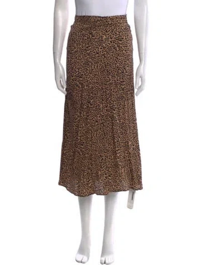 Pre-owned Reformation Animal Print Midi Length Skirt In Neutral