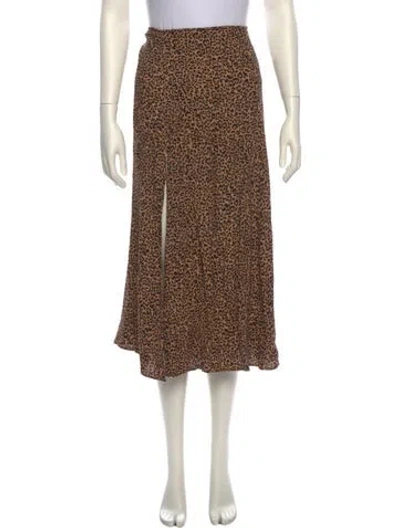 Pre-owned Reformation Animal Print Midi Length Skirt In Neutral