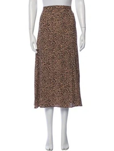 Pre-owned Reformation Animal Print Midi Length Skirt In Neutral