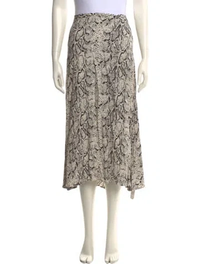 Pre-owned Reformation Animal Print Midi Length Skirt In White