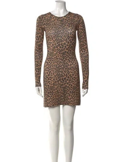 Pre-owned Reformation Animal Print Mini Dress In Brown