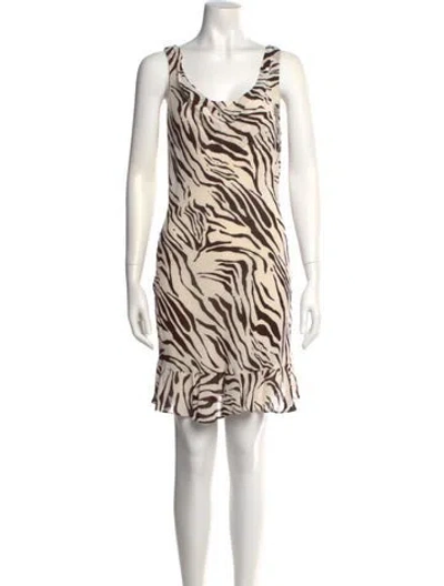 Pre-owned Reformation Animal Print Mini Dress In Brown